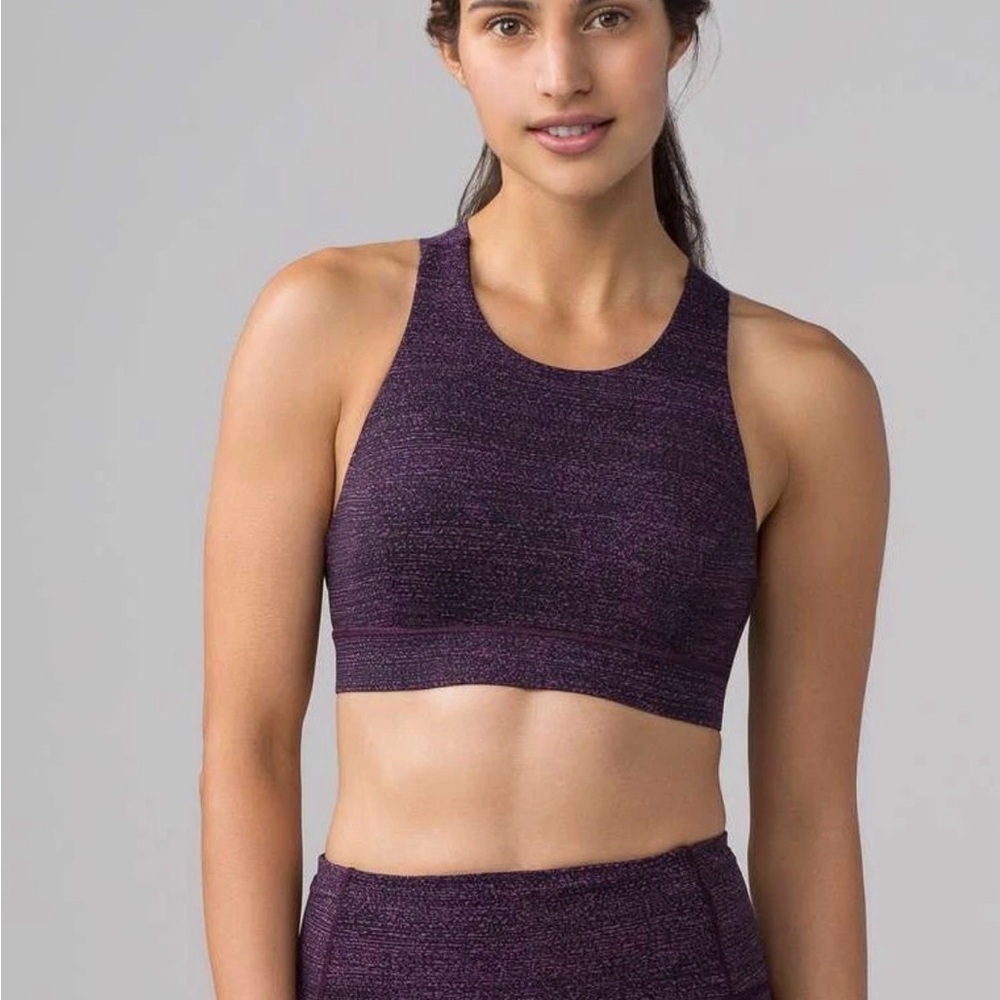 Lululemon Fast Free Bra Salt Dark Mystic Black Sz 8 Purple Sports Bra Workout